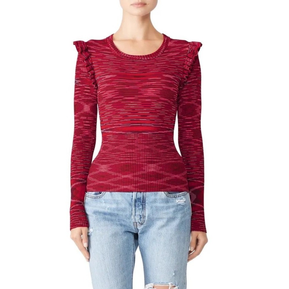 Cinq A Sept Salma‎ Ruffle Trim Long Sleeve Sweater Top ASO Dead To Me Size M
